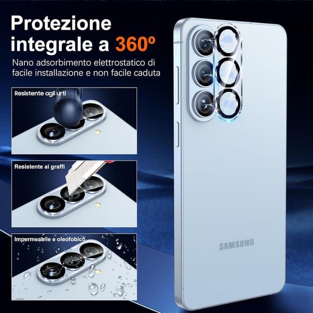 Detalle de UniqueMe per Samsung Galaxy S26: pellicola in vetro temperato + protezione fotocamera (2 pezzi)