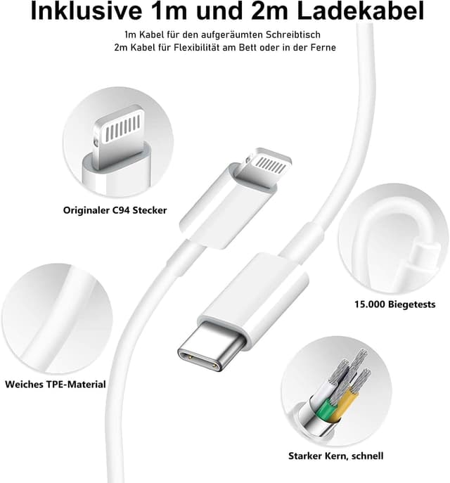 Detalle 2 de USB C Schnellladegerät 25W Kabel-Set