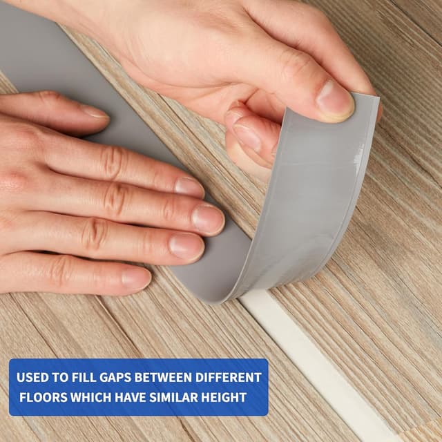 Detalle de 2M PVC Laminate Flooring Threshold Transition Strip (Self-Adhesive Door Bar / Floor Edge Trim) – Grey, 5cm wide