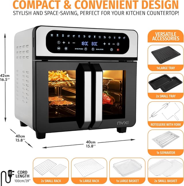 Thumbnail 4 de Nyxi 20L Air Fryer Oven with Dual Glass Doors