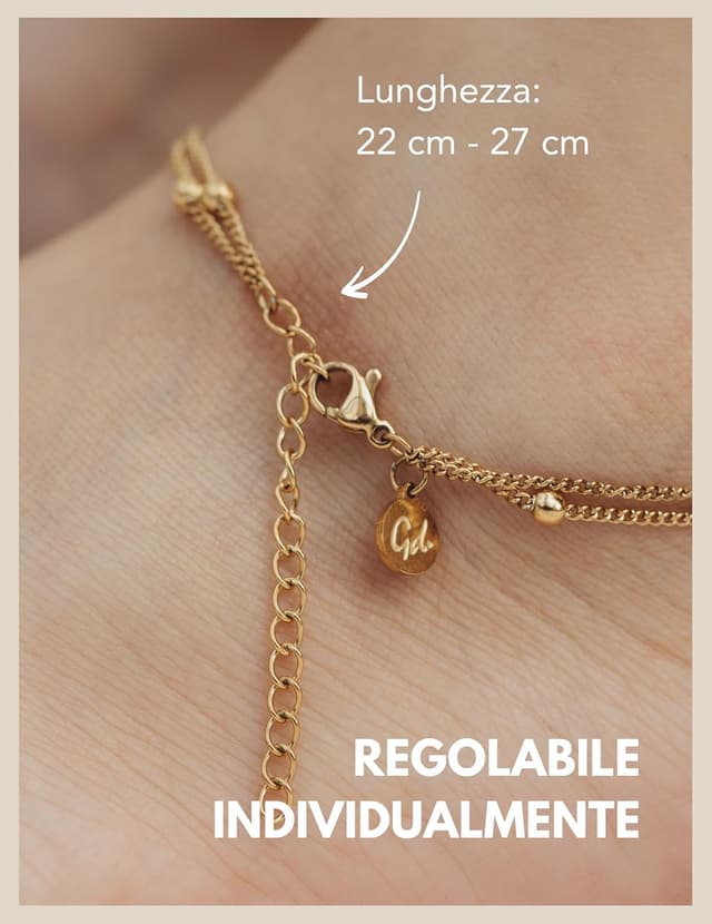 Detalle 2 de Cavigliera cuore da donna GD GOOD.designs, impermeabile e regolabile (22–27 cm) in acciaio 316L placcato