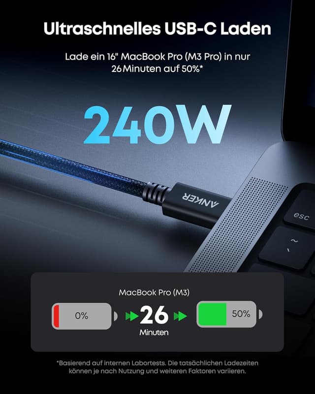 Thumbnail 4 de Anker Prime Thunderbolt 5 Kabel 100 cm – 240W, 80Gbps
