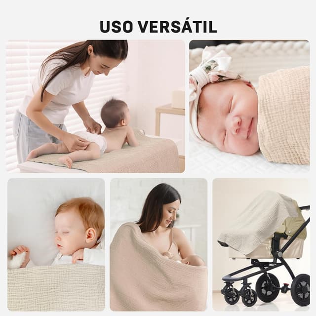 Thumbnail 4 de IKWOLETI Muselinas Bebe 60x60 algodon