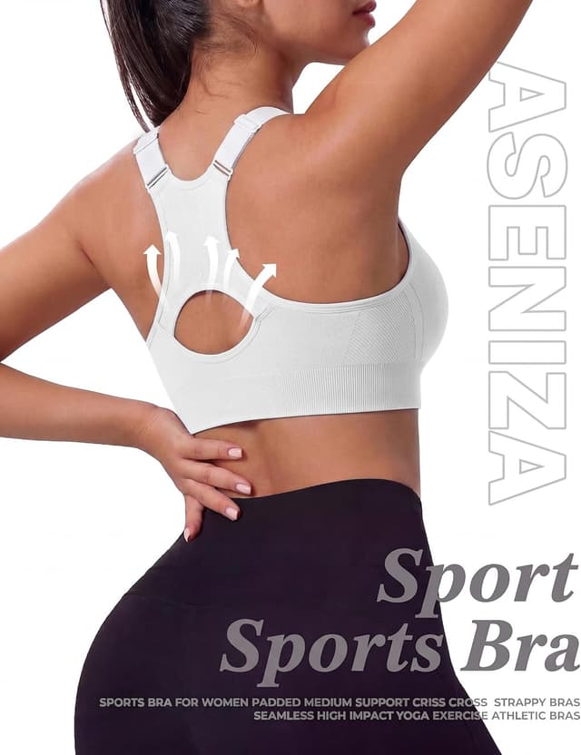 Detalle 2 de Aseniza brassière de sport femme maintien fort, dos croisé et bretelles larges réglables (sans armature)