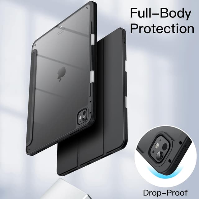 Detalle de JETech Case for iPad Pro 13-inch M5/M4 (2025/2024) with Pencil Holder – clear slim stand cover (Black)