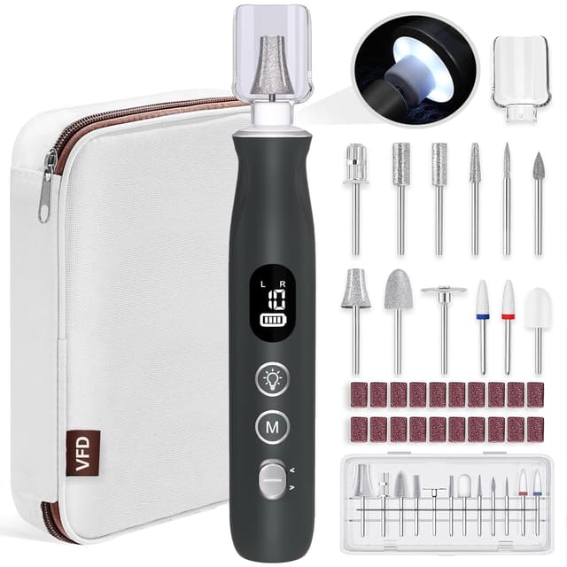 Detalle de Cordless Electric Nail Drill 12 in 1 Kit Grey