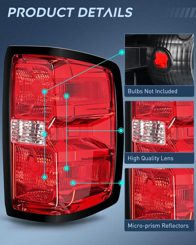 Detalle 2 de Nilight Taillight Assembly for 2014-2019 Chevy Silverado 1500/2500HD/3500HD & 2015-2019 GMC Sierra 3500HD (OE-Style Rear Lamp Replacement)