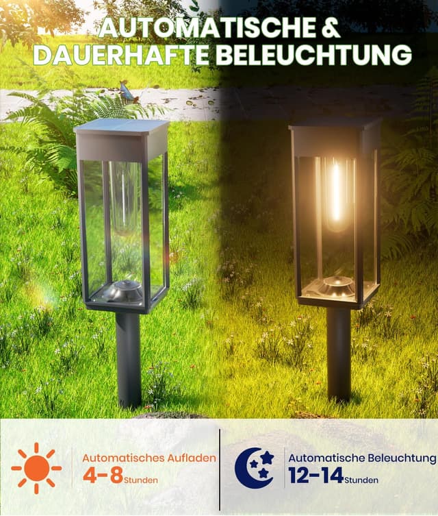 Detalle de BITPOTT Solarlampen für Außen Garten – 6er-Set IP65, warmweißes Licht für Terrasse & Wege