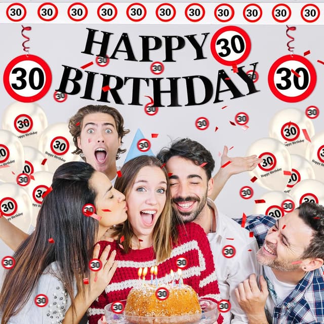 Detalle 2 de WenmthG 18. Geburtstag Deko-Set mit Verkehrszeichen (Banner, Girlande, Ballons, Konfetti & mehr)