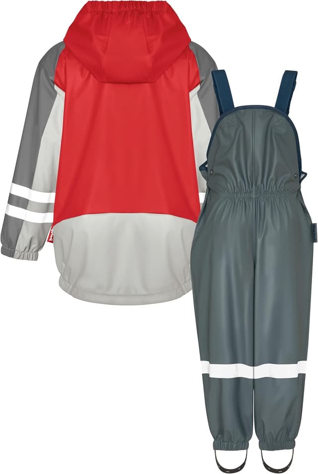 Detalle 2 de Playshoes Unisex Kinder Regenanzug gefüttert Regen-Set im 2er Pack – wind- und wasserdichtes 3‑in‑1 System