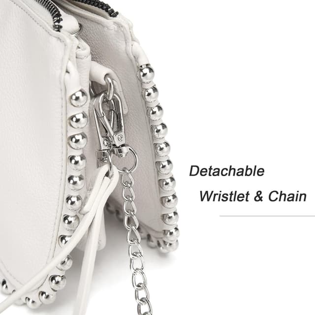 Detalle 2 de AFKOMST AFKOMST Piccola pochette e Wristlet Wallet da donna bianco con tracolla a catena