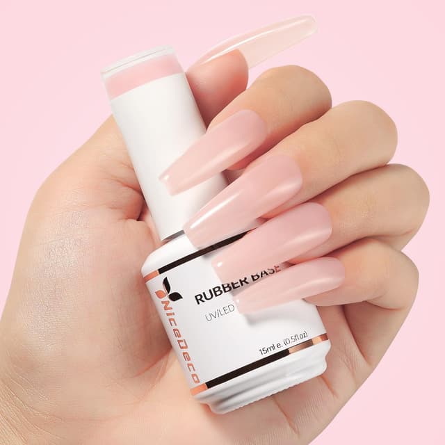 Detalle de Nicedeco Rubber Base Gel Rosa (15 ml) – LED/UV Rubber Gel als Unterlack für Nagelaufbau