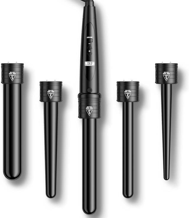 Detalle de 5-in-1 Hair Curling Wand Tongs with LCD Temperature Control (9mm–32mm) and PTC Ceramic Barrels