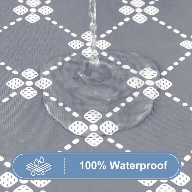 Detalle de misaya Rectangle Vinyl Table Cloth with Elastic Fitted Edge (Waterproof, Flannel Back), Grey 30" x 72