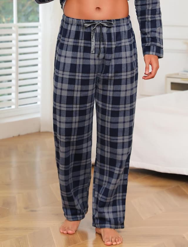 Detalle de ENJOYNIGHT men’s flannel cotton pyjama bottoms with drawstring (soft plaid lounge pants)