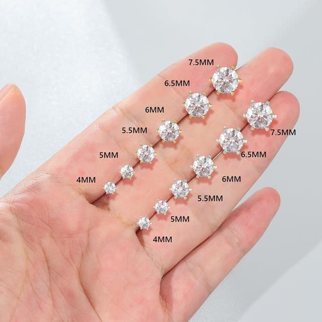 Detalle 2 de KRKC&CO Moissanite Ohrringe aus 925 Silber für Damen – runder Moissanit, VVS1, D-Farbe, 4–7,5 mm