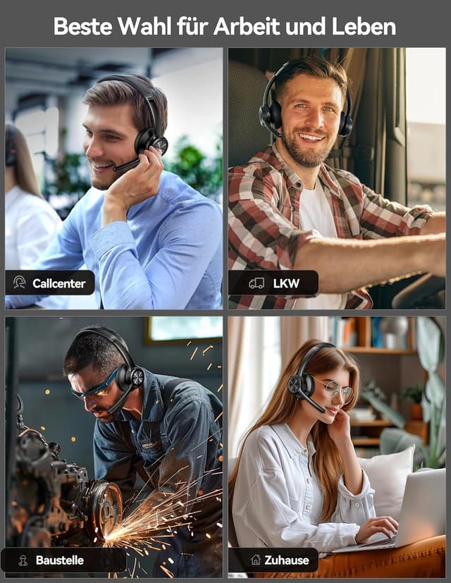 Thumbnail 6 de TECKNET V5.2 Bluetooth Headset 50 Std. Akku