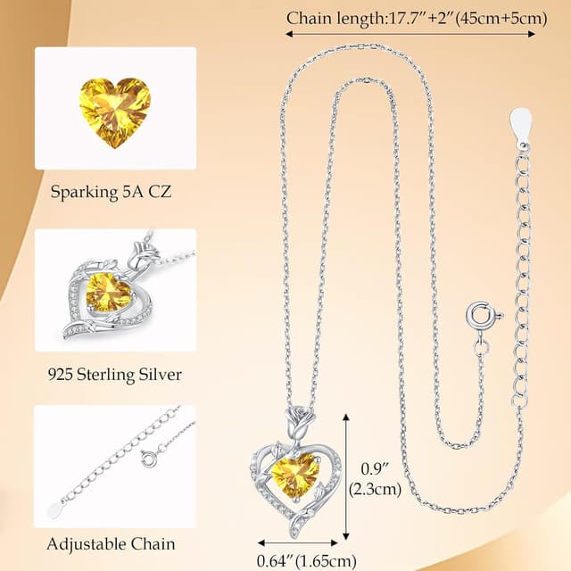 Detalle de Collier cœur en argent 925 MISUMOR avec rose et zirconia 5A