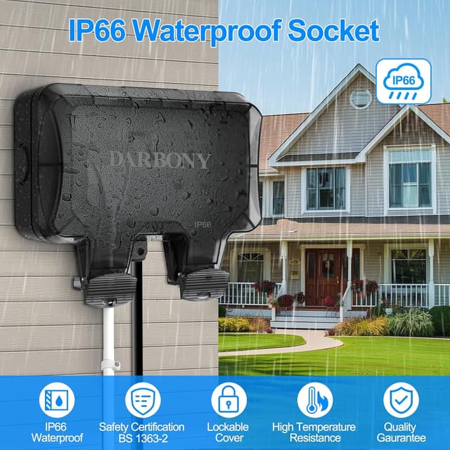 Thumbnail 1 de Outdoor Socket Waterproof IP66 Double 13Amp
