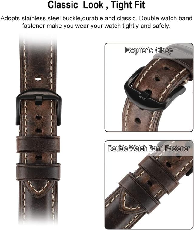 Detalle de HUAFIY Genuine Leather Apple Watch Band (compatible 38mm–49mm)