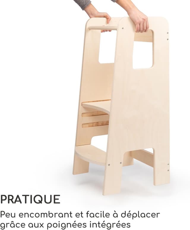 Detalle 2 de Ully by moblì® – Tour d’apprentissage en bois naturel avec étagères réglables (principes Montessori), fabriquée en Italie