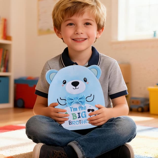 Detalle de CozDazz Big Brother Bear 8-inch Blue Plush Teddy (I’m the Big Brother) stuffed gift