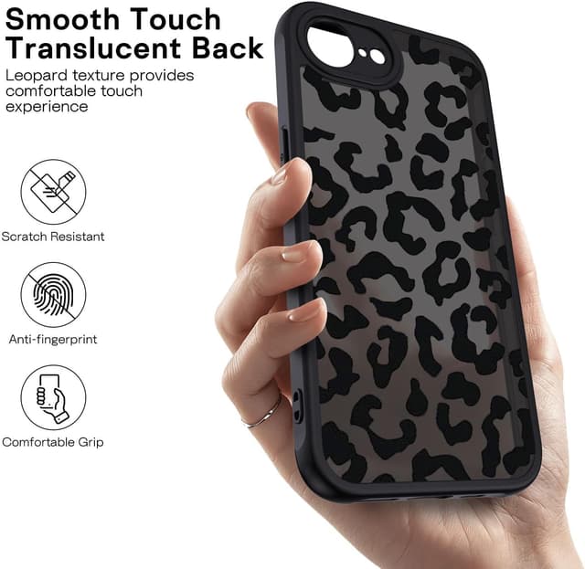 Detalle 2 de Coque XTCASE iPhone 16e / 17e aesthetic mode léopard, translucide mate, avec bumper TPU antichoc