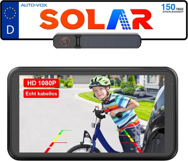 Detalle de AUTO-VOX Solar Rückfahrkamera Kabellos 5 Zoll Monitor