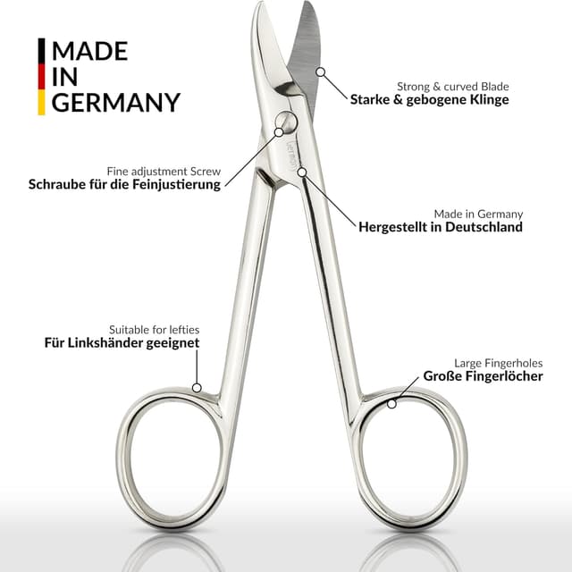 Detalle de marQus Fußnagelschere „made in Germany“ mit sehr scharfer, handgeschliffener Klinge und Etui