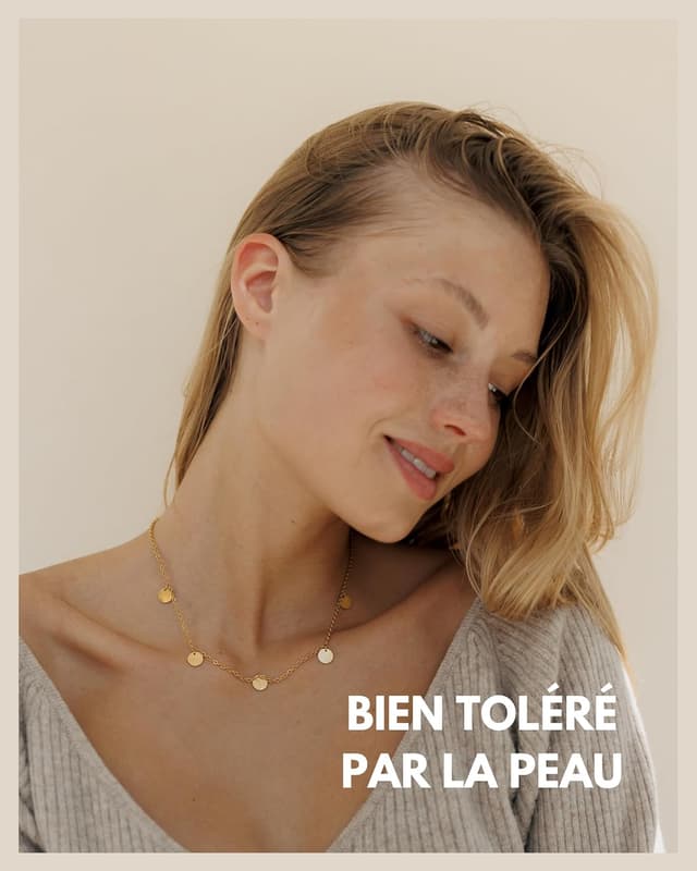 Detalle 2 de Collier GD GOOD.designs EST. 2015 “Simple Trend Chain” avec plaquette plaquée or, argent ou or rose