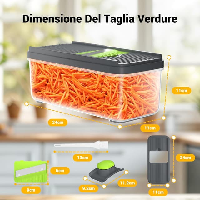 Detalle 2 de Vihoom Mandolina per verdure manuale con 5 lame intercambiabili e contenitore da 1,7 L