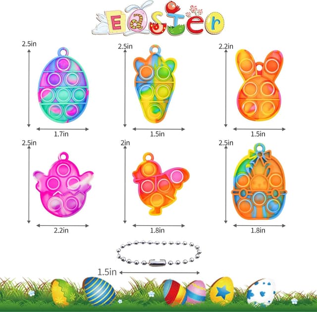 Detalle de Easter Pop Fidget Toys Bulk (24 pcs) — Silicone Easter Mini Pop Keychain Stuffers
