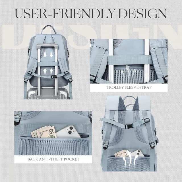 Detalle de Sac cabine Lossga 45x36x20 pour EasyJet – sac à dos antivol avec compartiment ordinateur 15,6 pouces