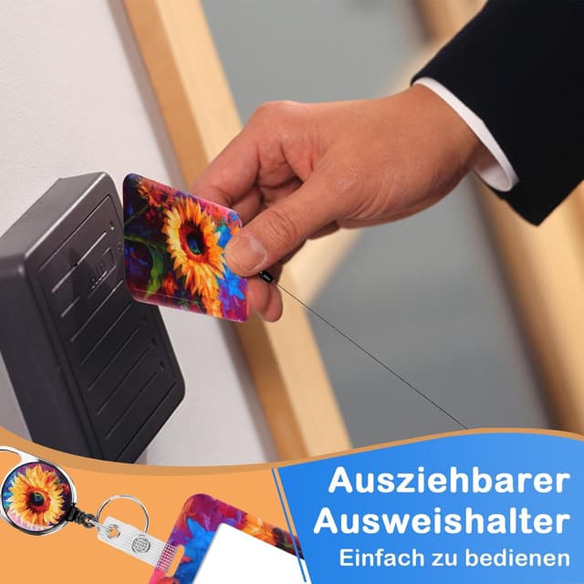 Detalle de Ausweishülle mit Band Sonnenblume 2 – ID Badge Holder Breakaway mit einziehbarer Badge Reel