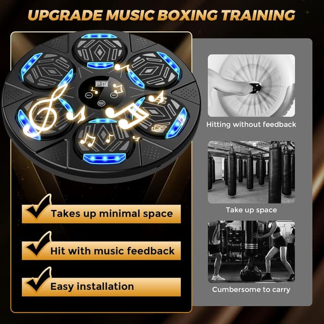 Detalle de LOLBOX Upgraded Music Boxing Machine (Wall Mount) with Bluetooth & Gloves