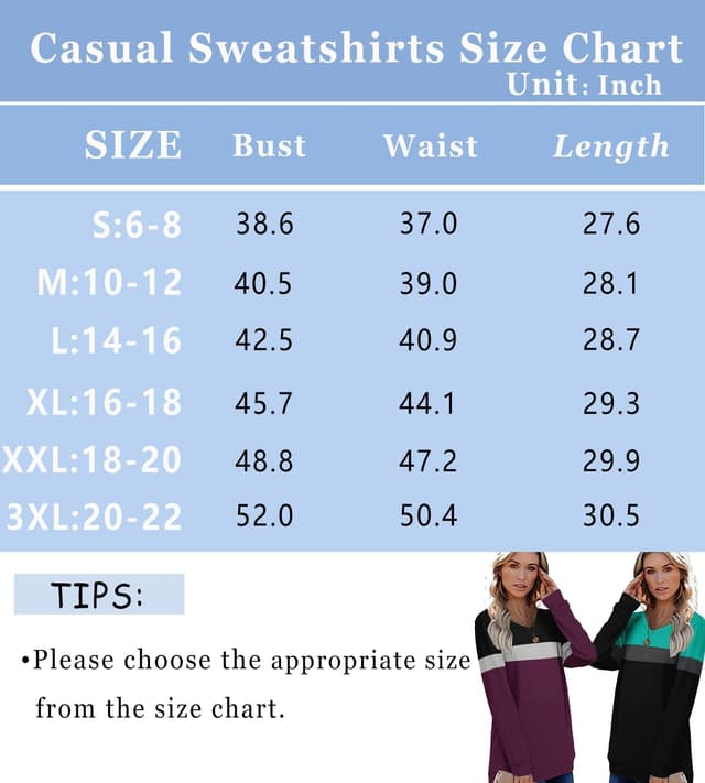 Detalle de KISSMODA women’s long sleeve V-neck sweatshirt tunic top (loose fit, colour block)