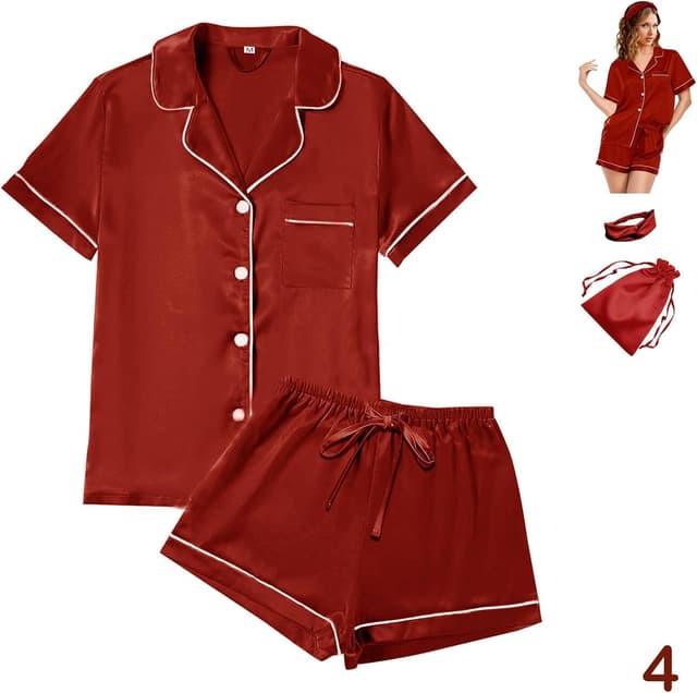 Thumbnail 5 de Satin Silky Pajama Set Floral XS-4XL