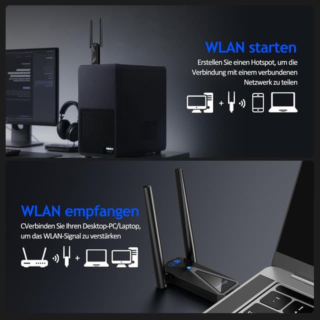 Detalle 2 de ElecMoga WLAN Stick 1300Mbps USB Stick