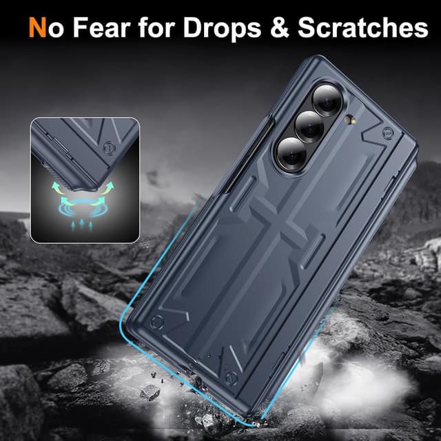 Detalle 2 de for Samsung Galaxy Z Fold6 Slim Hinge Stand Pen Case with Privacy Screen Protector (Blue)