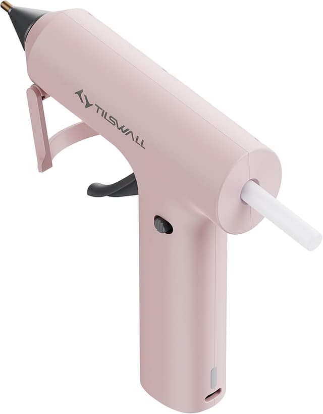 Thumbnail 6 de TILSWALL mini pistola per colla a caldo senza fili con 20 stick 7×140 mm (riscaldamento 90 s) – Rosa