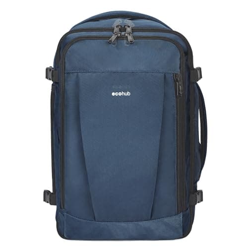 Detalle de ECOHUB Mochila de cabina para Ryanair de 40x20x25 cm (20L) con 13 compartimentos y tejido PET reciclado