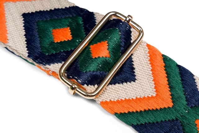 Detalle de styleBREAKER tracolla regolabile con motivo etno colorato (verde scuro/arancio/blu scuro) con moschettone