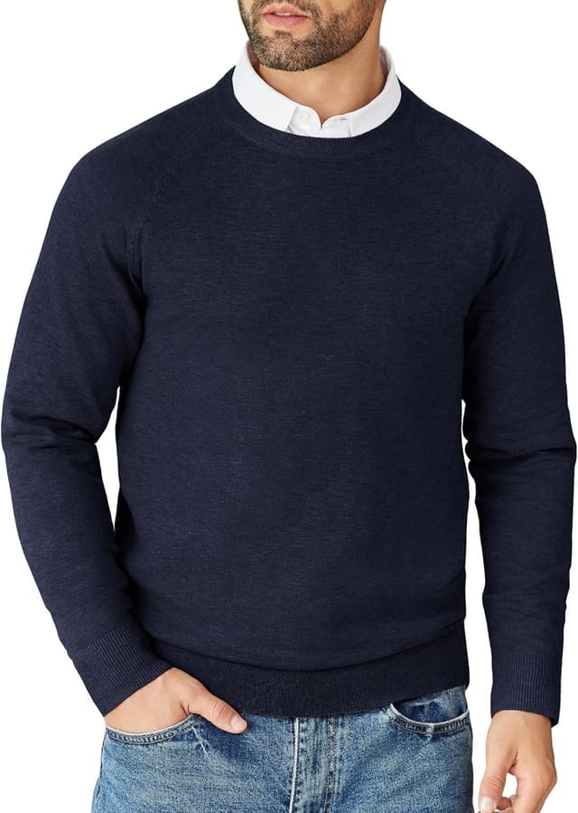 Thumbnail 6 de COOFANDY pull homme en maille fine col rond à manches longues (tricot doux, raglan)