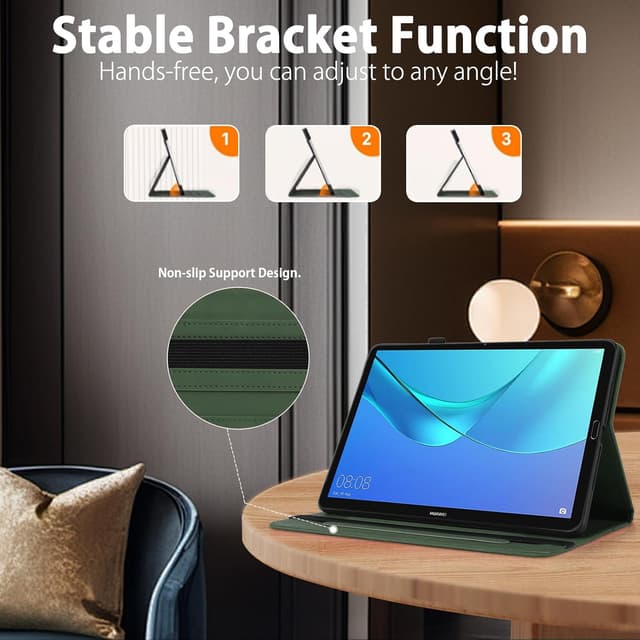 Detalle de AsWant Hülle für Huawei MediaPad M5 / M5 Pro (10,8 Zoll) – ultradünnes PU Leder mit Stand und TPU-Innenschutz, grün