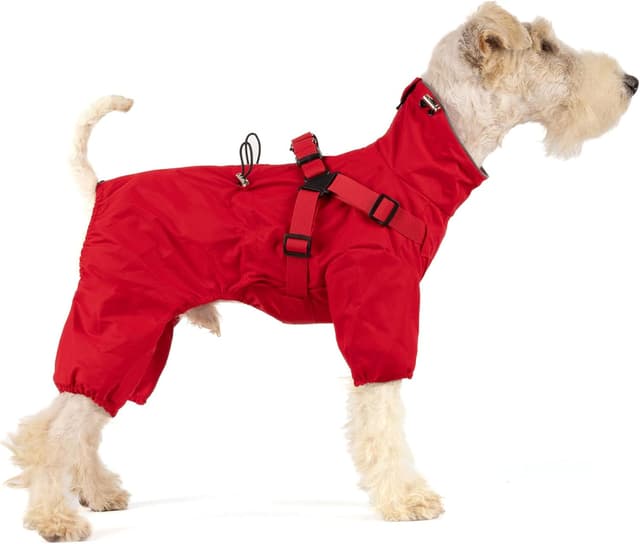 Detalle de Mile High Life Waterproof Dog Raincoat (Red, X-Small) with Harness – Full Coverage Rain Jacket for Small Dogs