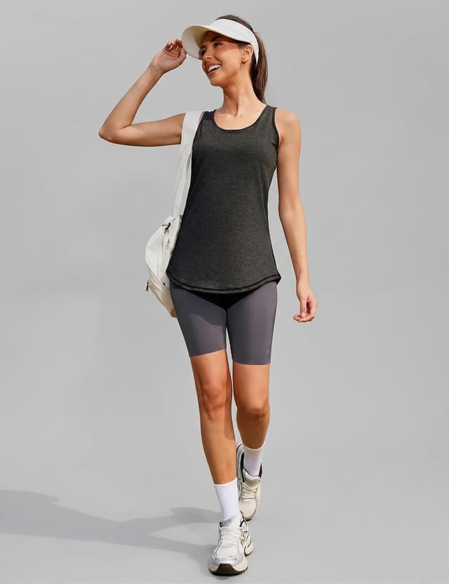 Detalle 2 de Women’s Loose Fit Workout Tops Racerback Tank Tops (Mesh Backless) for Running, Yoga & Gym