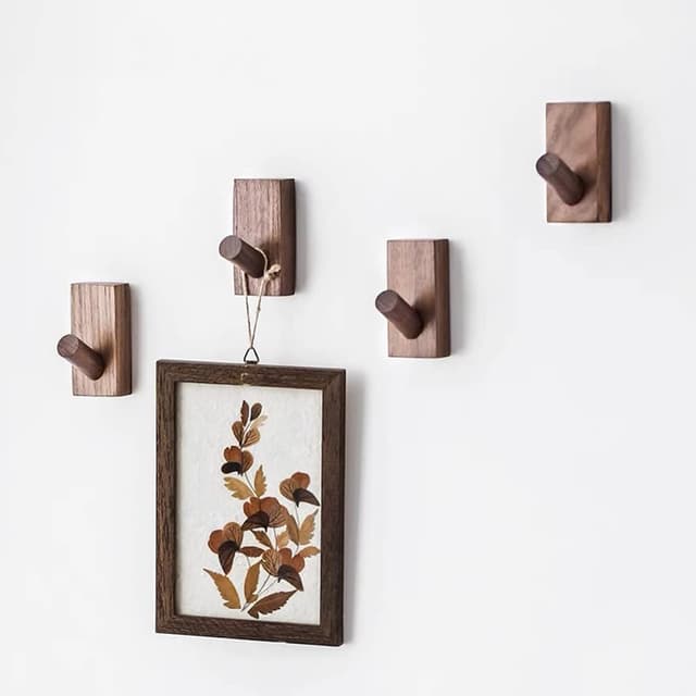 Detalle de HomeDo ganci autoadesivi in legno Rettangolo noce nero 4 pezzi 🪵