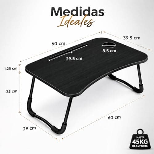 Detalle de Mesa Plegable Auxiliar T-LOVENDO.ES de 60x40 cm para portátil y tablet