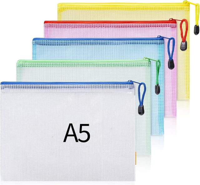 Thumbnail 6 de 10-Pack A4 Plastic Zip Wallets with Mesh & Zipper – Ziplock Envelopes for Documents, A4 Paper & Small Items