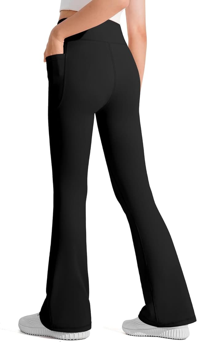 Detalle 2 de JOCMIC Girls Flare Leggings (Kids Bell Bottom, High-Waisted Bootcut Yoga & Dance Pants)